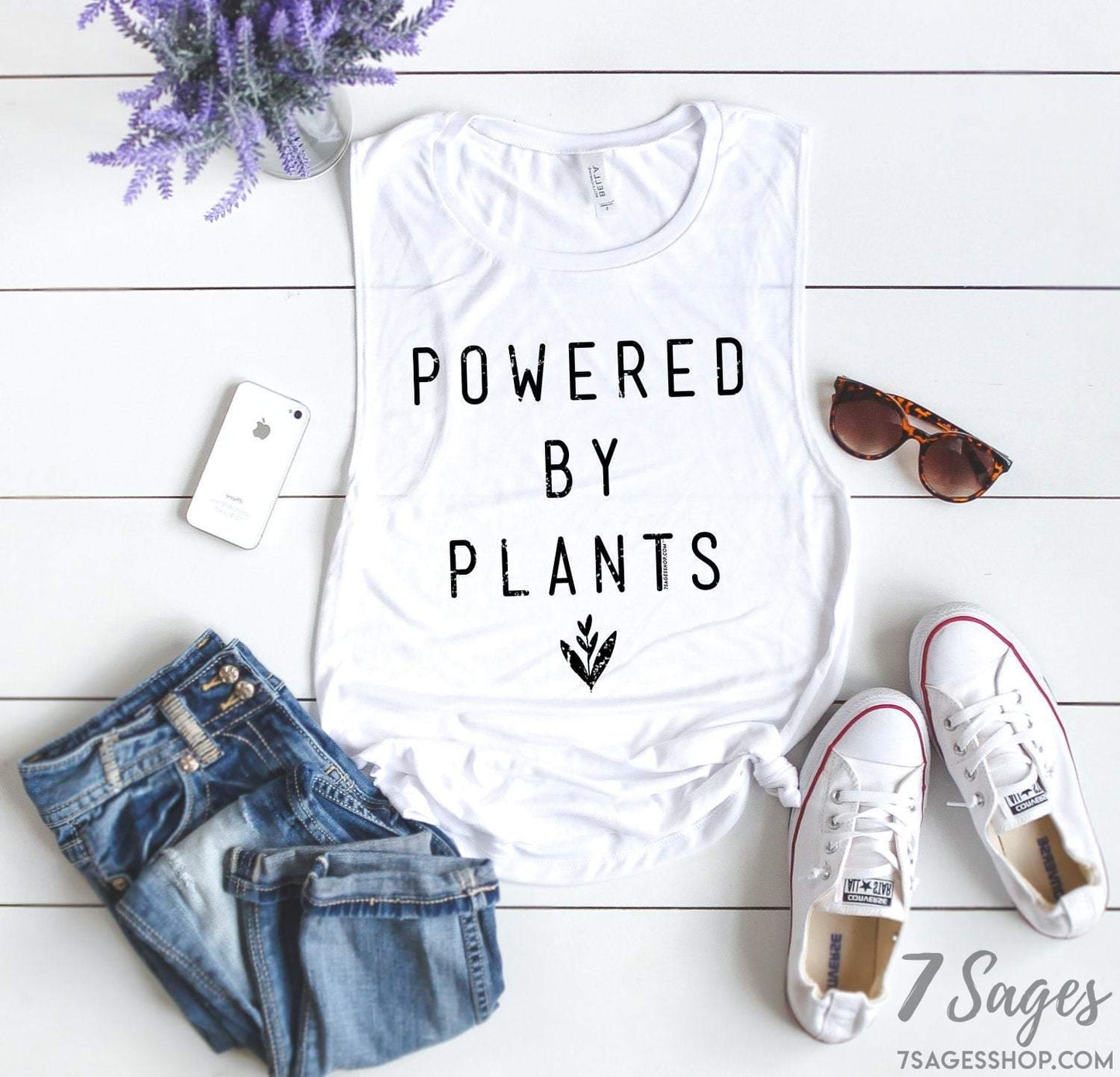 Powered by Plants Muscle Tank Top - Vegan Tank Top - Vegetarian Shirt - Vegan Shirt - Vegan Muscle Tank Top - Powered by Plants