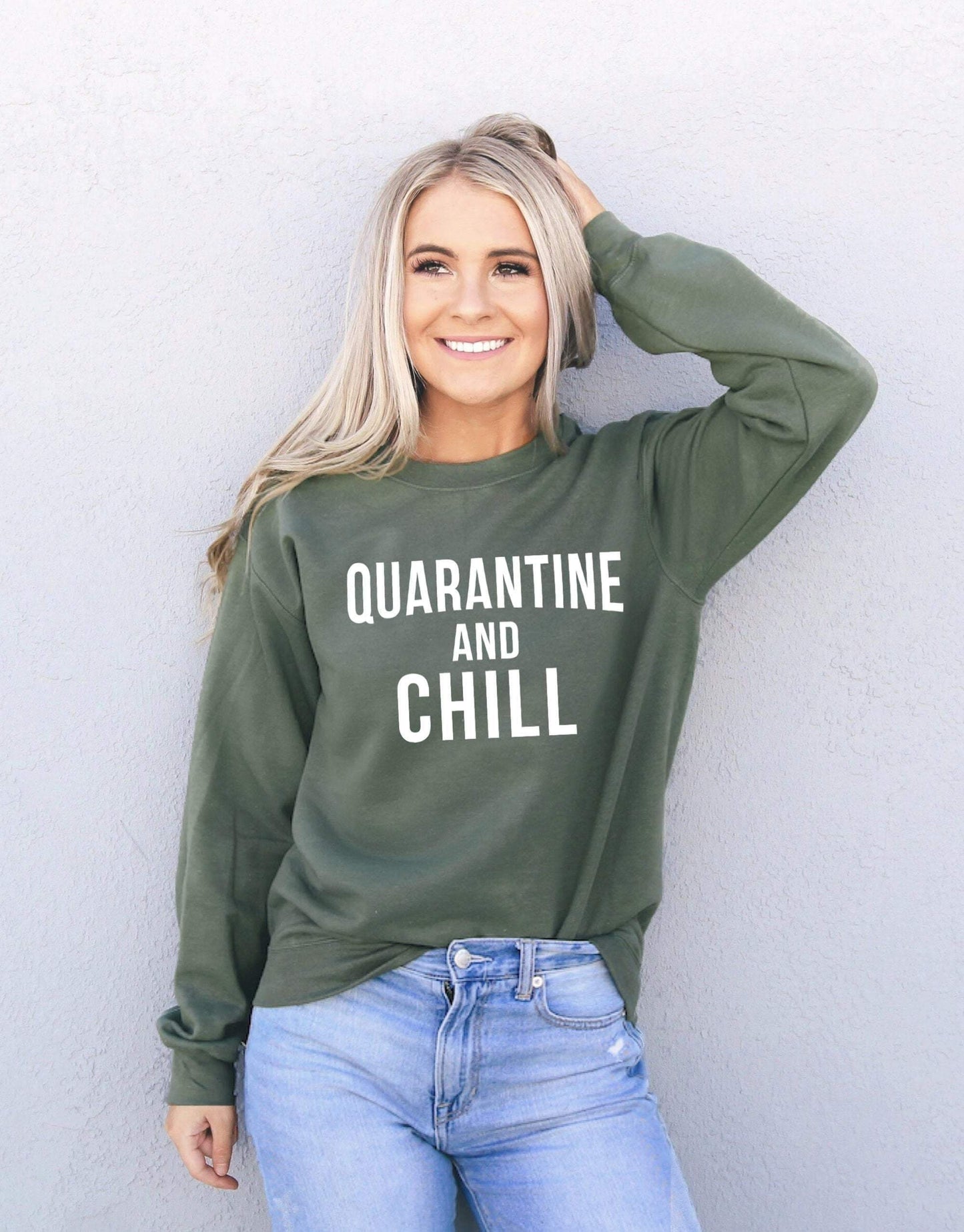 Quarantine and Chill Sweatshirt - Quarantine Shirt - Quarantine and Chill Sweatshirt - Quarantine Gift - Cozy Unisex Crewneck Sweatshirt