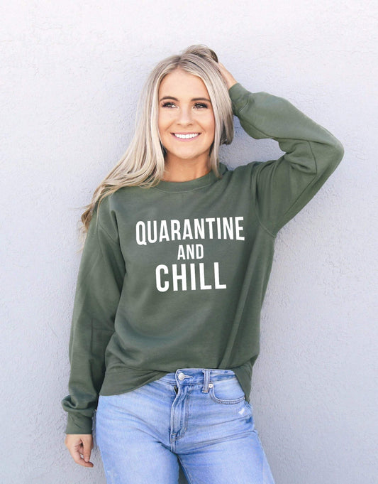 Quarantine and Chill Sweatshirt - Quarantine Shirt - Quarantine and Chill Sweatshirt - Quarantine Gift - Cozy Unisex Crewneck Sweatshirt