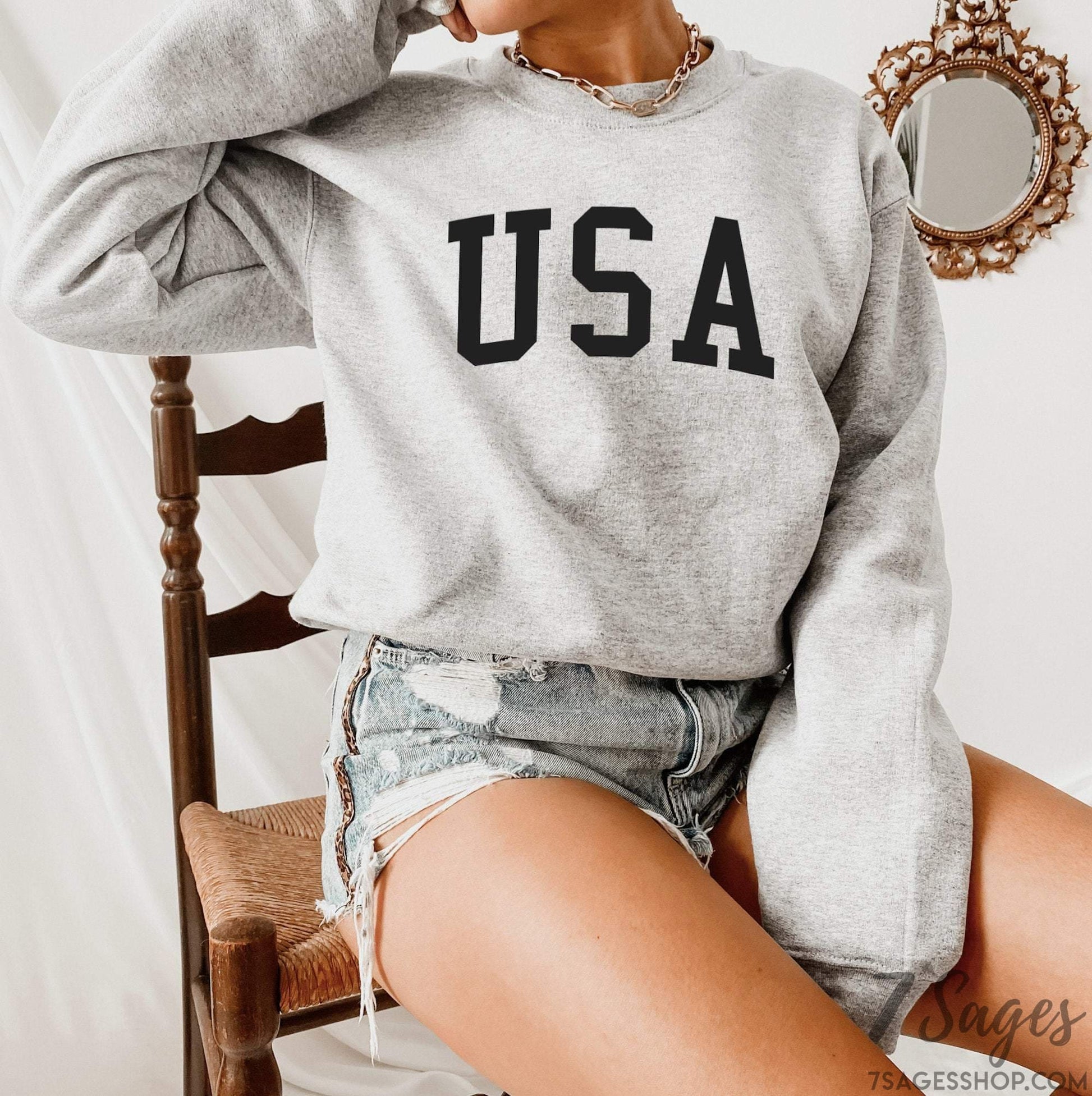 USA Sweatshirt America Sweatshirt USA T Shirt USA Crewneck Patriotic Shirt