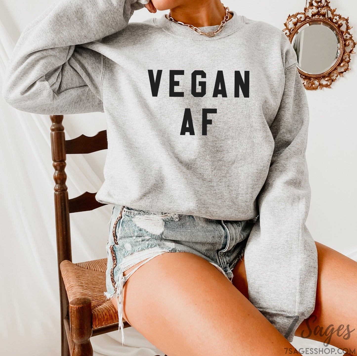 Vegan Sweatshirt Vegan AF Sweatshirt Gift for Vegans Vegan Shirts Crewneck