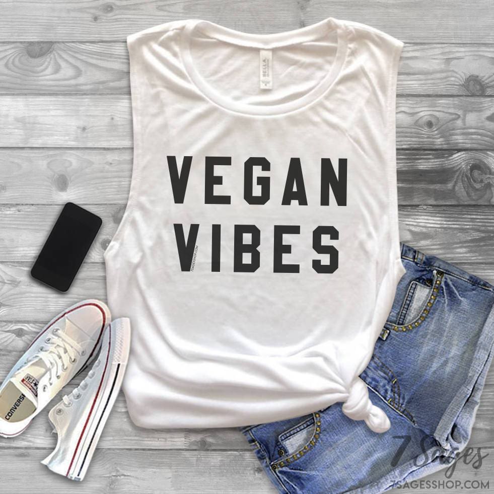 Vegan Vibes Muscle Tank Top - Vegan Tank Top - Vegan Vibes Shirt - Vegan Shirt - Vegan Muscle Tank Top - Vegan Vibes