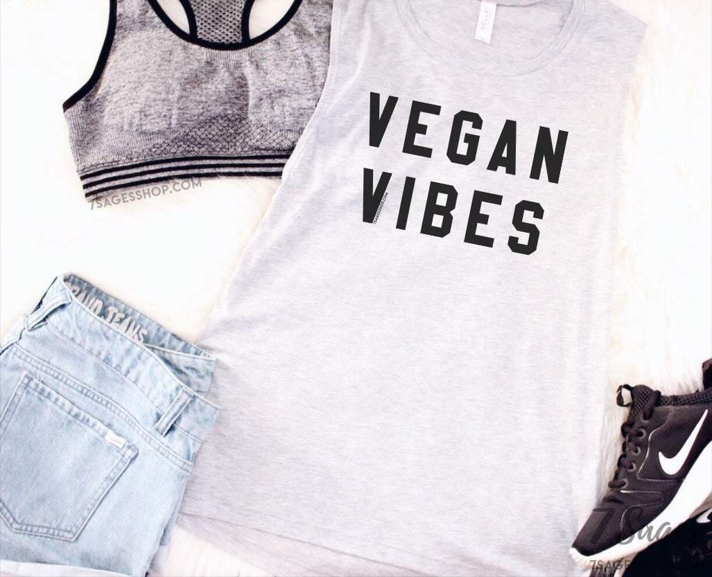 Vegan Vibes Muscle Tank Top - Vegan Tank Top - Vegan Vibes Shirt - Vegan Shirt - Vegan Muscle Tank Top - Vegan Vibes