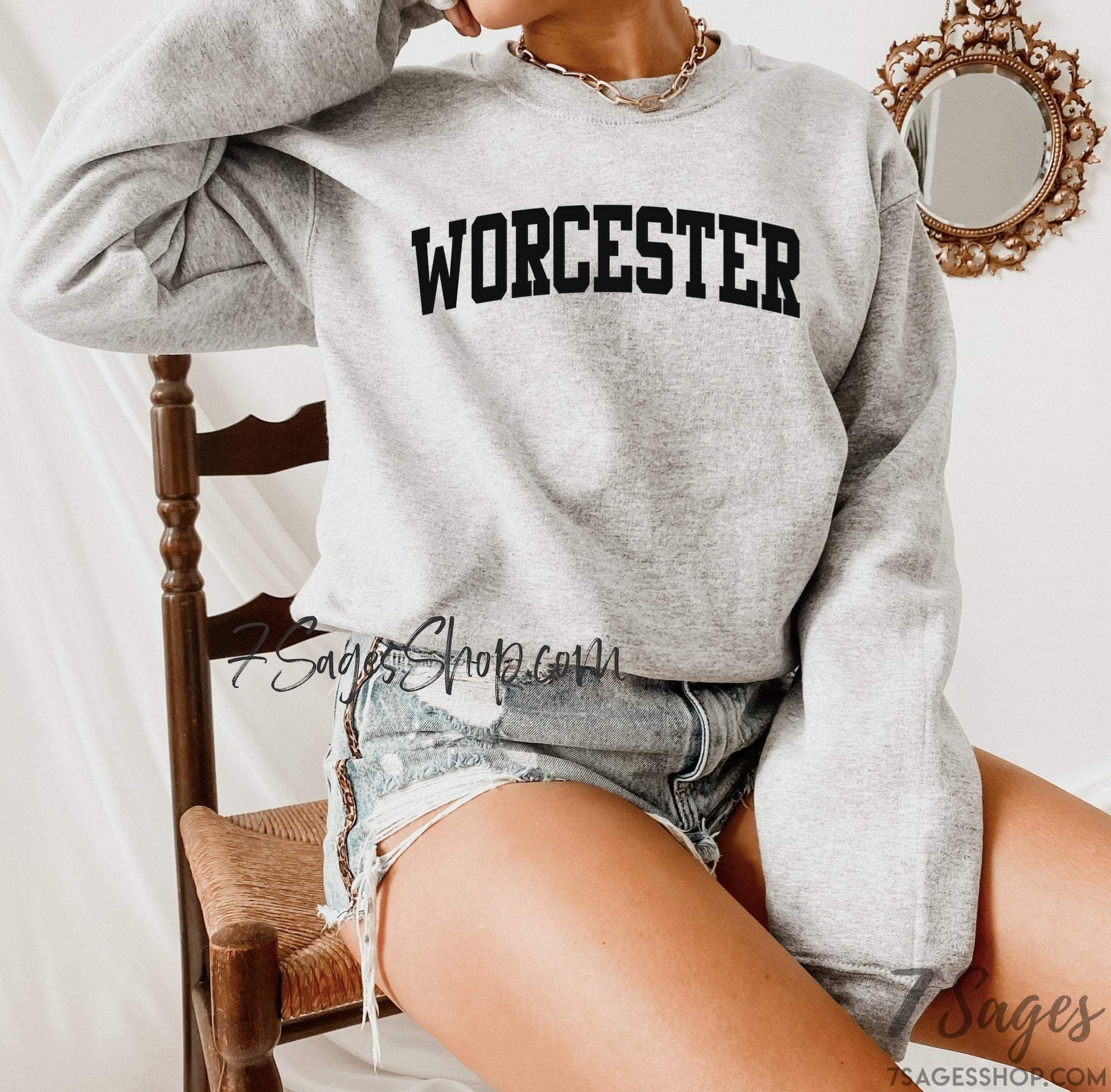 Worcester Sweatshirt Massachusetts Sweatshirt Worcester MA Crewneck Sweater Worcester State