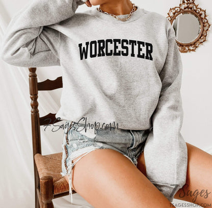 Worcester Sweatshirt Massachusetts Sweatshirt Worcester MA Crewneck Sweater Worcester State