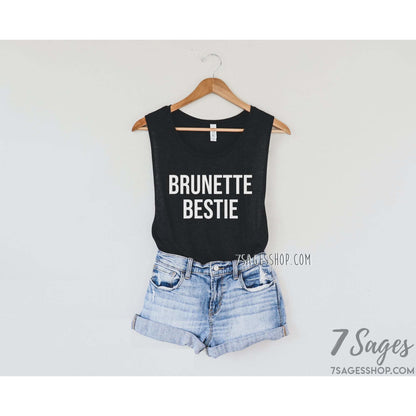 Blonde Bestie Brunette Bestie Tank Tops - Best Friend Gift - Blonde and Brunette Best Friends - Blonde Best Friend Brunette Best Friend