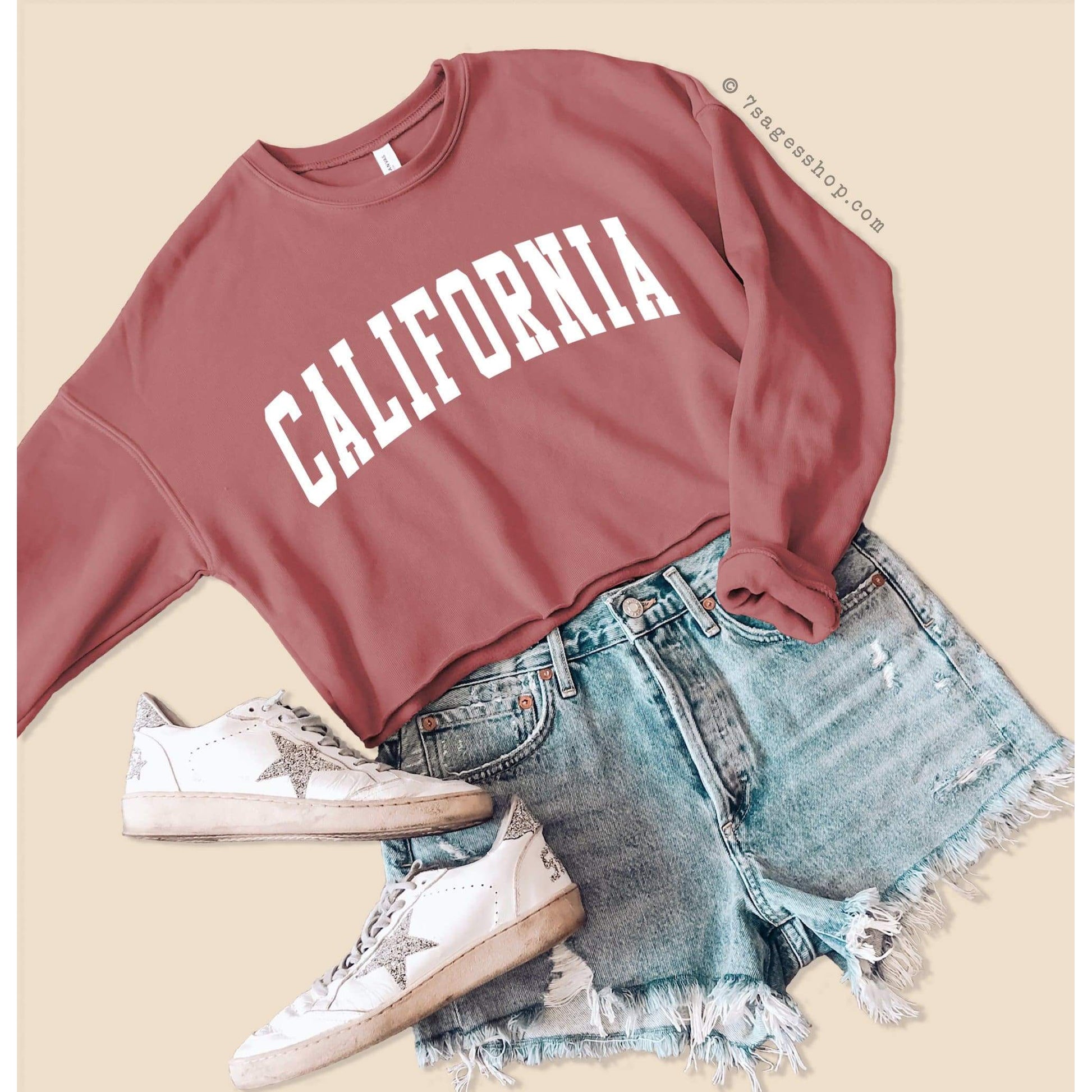 California Cropped Sweatshirt - California Sweatshirt - California Shirts - California Crop Top - Fleece Sweatshirt - West Coast Sweatshirt