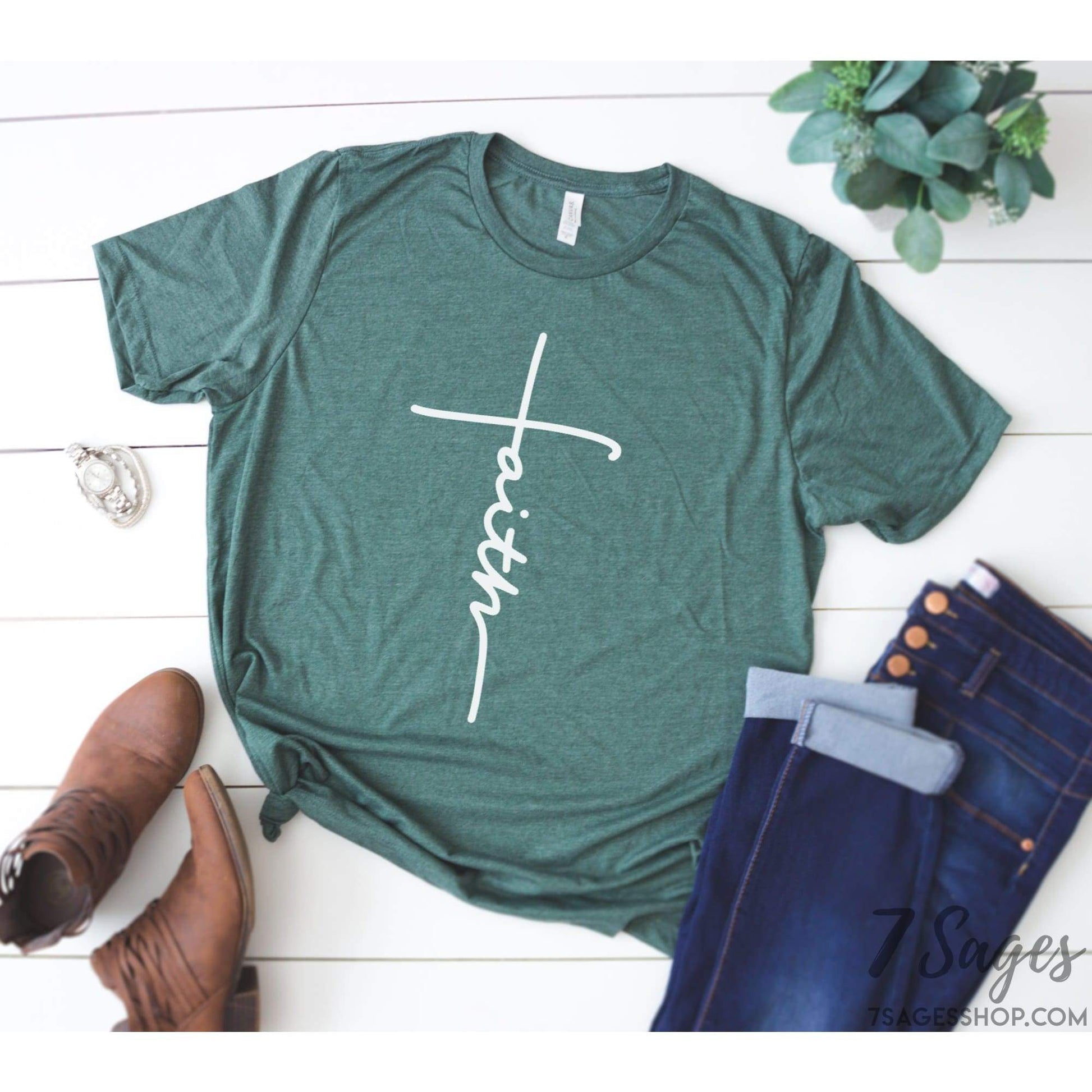 Faith T-shirt Christian Shirt Faith Shirt Jesus Religious Shirt Faith Cross Church Shirt Grace