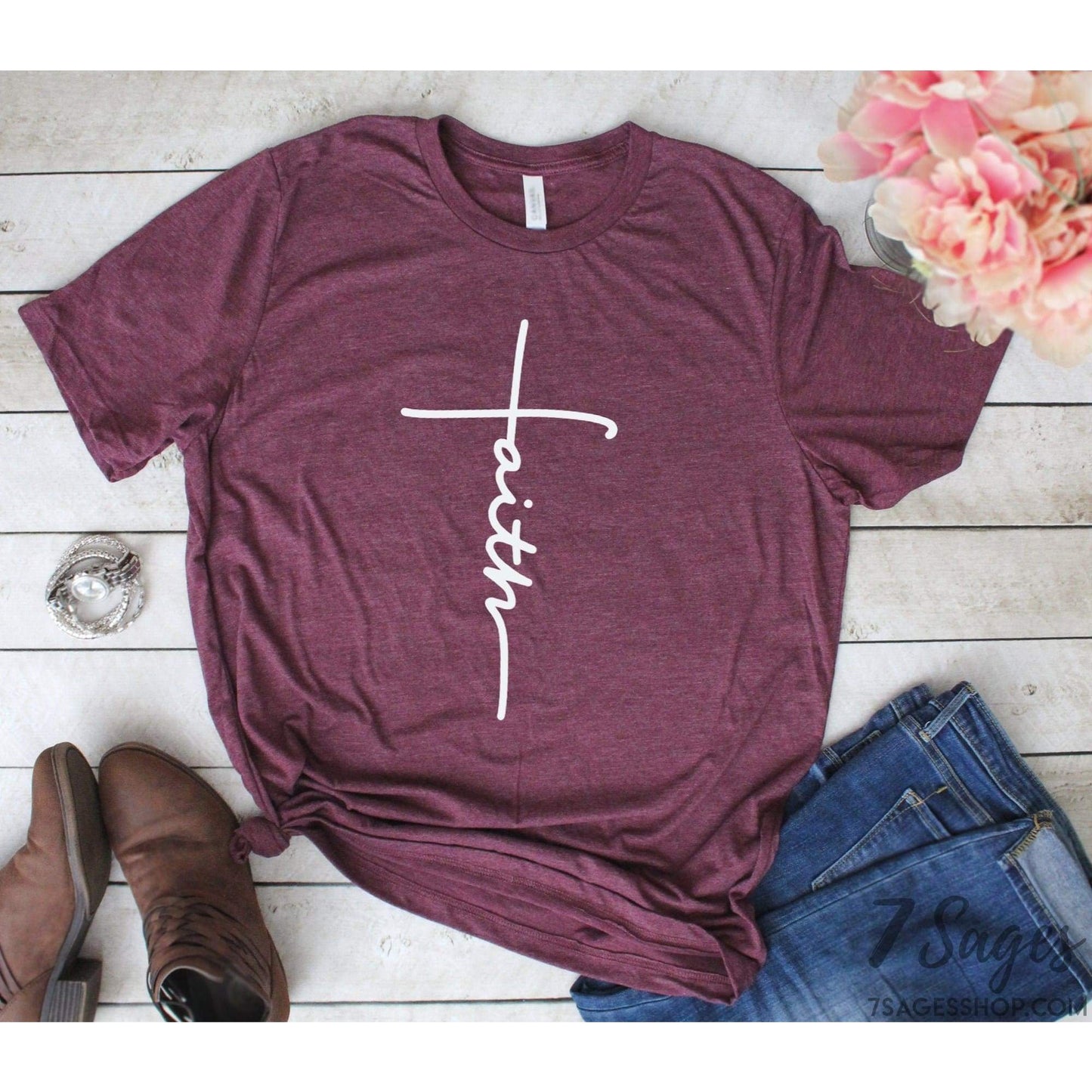Faith T-shirt Christian Shirt Faith Shirt Jesus Religious Shirt Faith Cross Church Shirt Grace