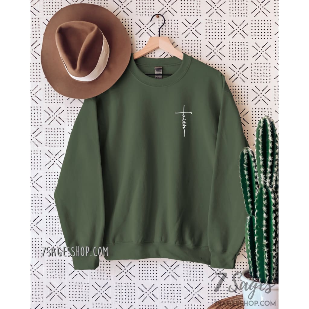 Faith Sweatshirt - Pocket Faith Cross Shirt - Faith Shirt - Christian Gift - Faith Gift - Christian Shirts - Christian Sweatshirt