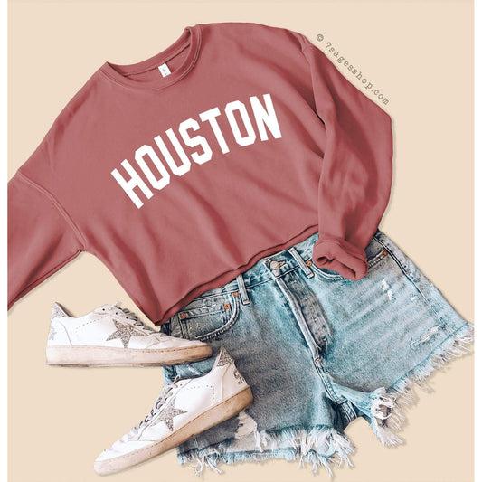Houston Texas Sweatshirt - Houston Cropped Sweatshirt - Houston Shirt - University of Houston Sweatshirt - Fleece Sweater - Cropped Sweater