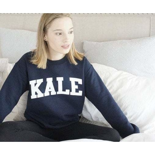 Kale Sweatshirt - Kale Sweater - Kale University - Vegan Sweatshirt - Kale Shirt - Funny Sweatshirt - Pullover - Navy Blue Sweatshirt