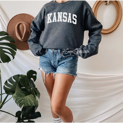 Kansas Sweatshirt Kansas Shirts Sweater University of Kansas Sweatshirt Crewneck Sweatshirt