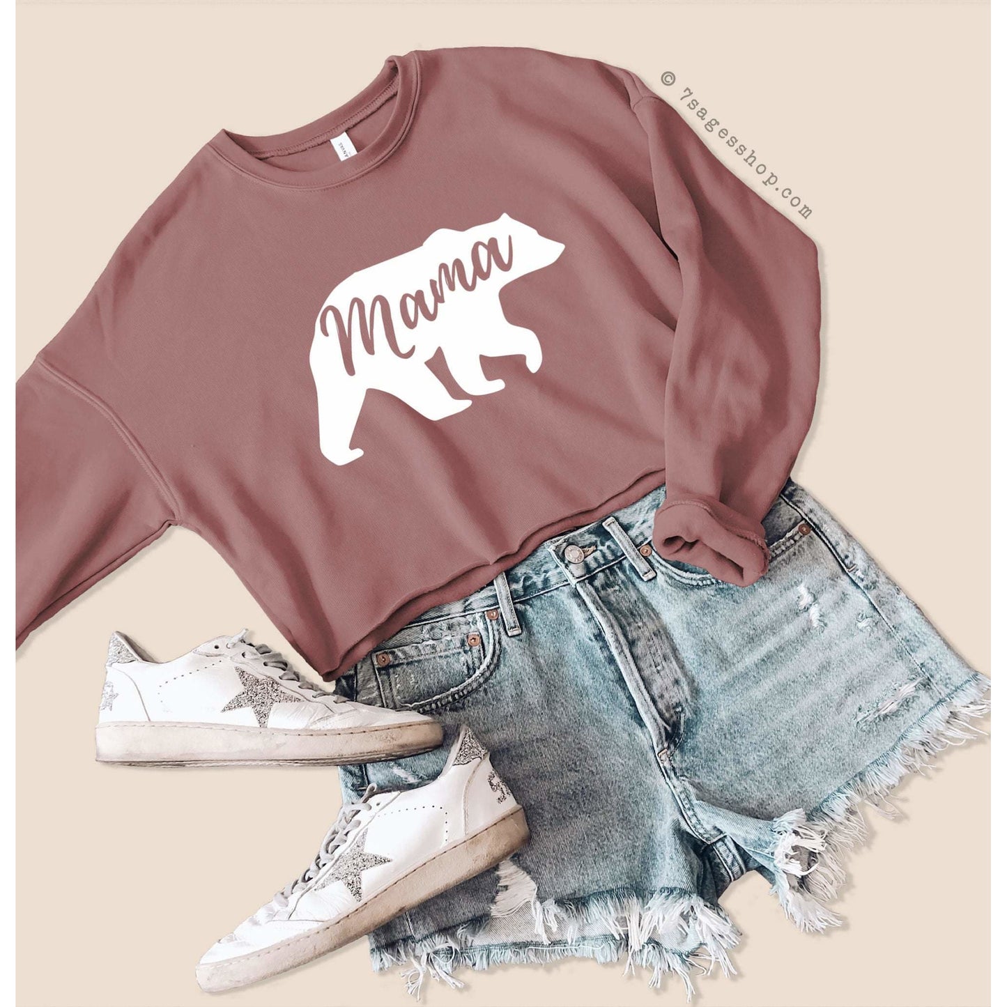 Mothers Day Gift - Mama Bear Cropped Sweatshirt - Mama Bear Sweatshirt - Mama Bear Shirts - Mothers Day Sweatshirt - Fleece Sweatshirt