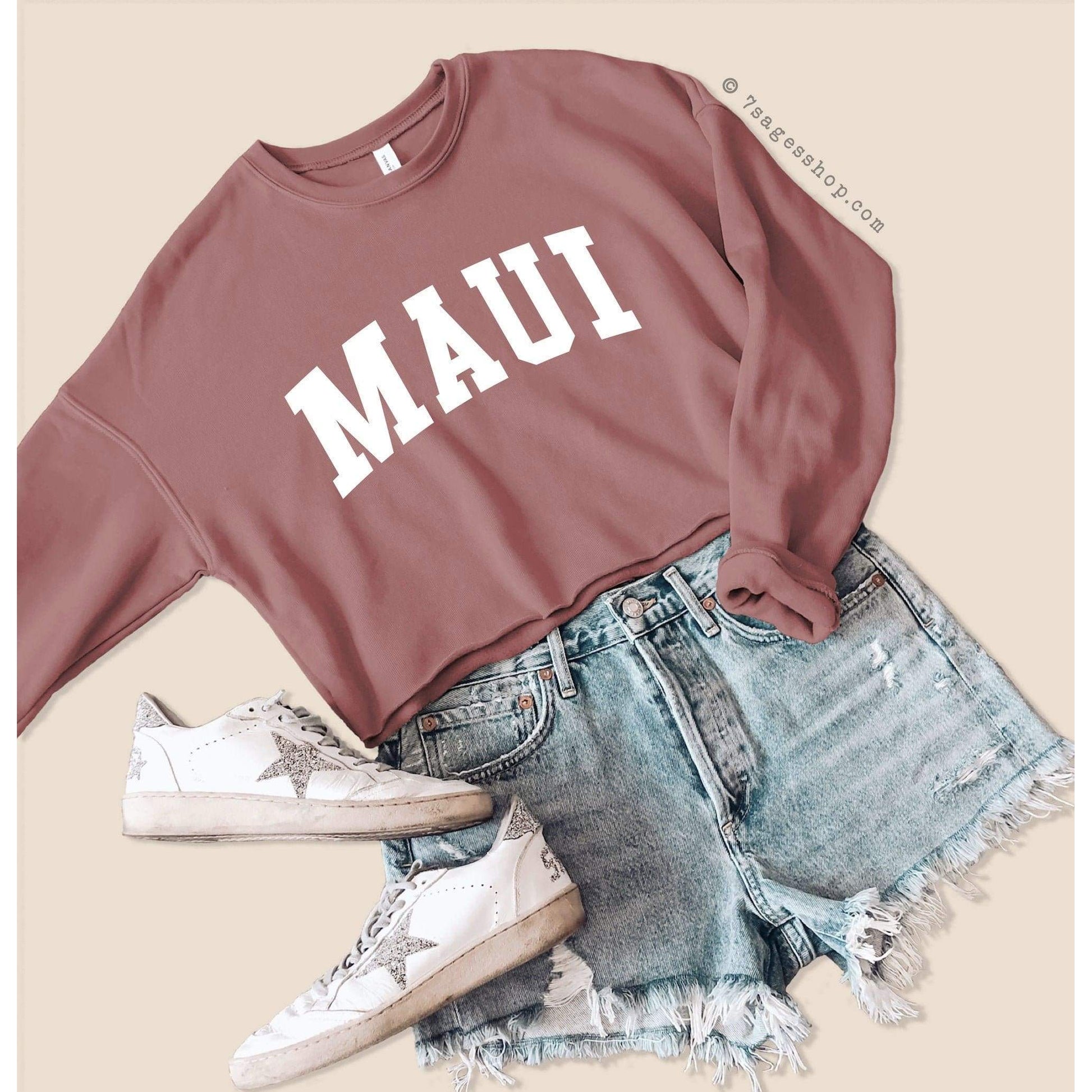 Maui Hawaii Sweatshirt - Hawaii Cropped Sweatshirt - Hawaii Shirt - Maui Sweatshirt - Maui Sweater - Fleece Sweater - Cropped Sweater