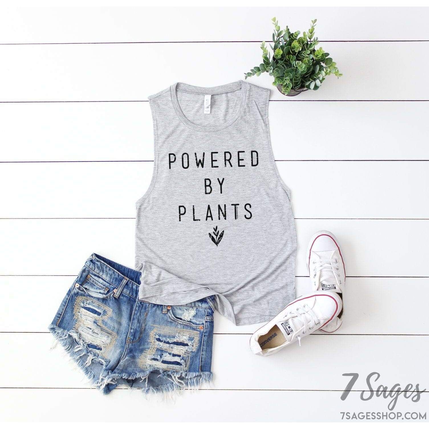 Powered by Plants Muscle Tank Top - Vegan Tank Top - Vegetarian Shirt - Vegan Shirt - Vegan Muscle Tank Top - Powered by Plants