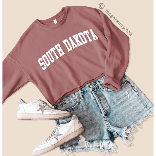 South Dakota Cropped Sweatshirt South Dakota Sweatshirt South Dakota State Shirts University of South Dakota Crop Top Fleece Sweatshirt