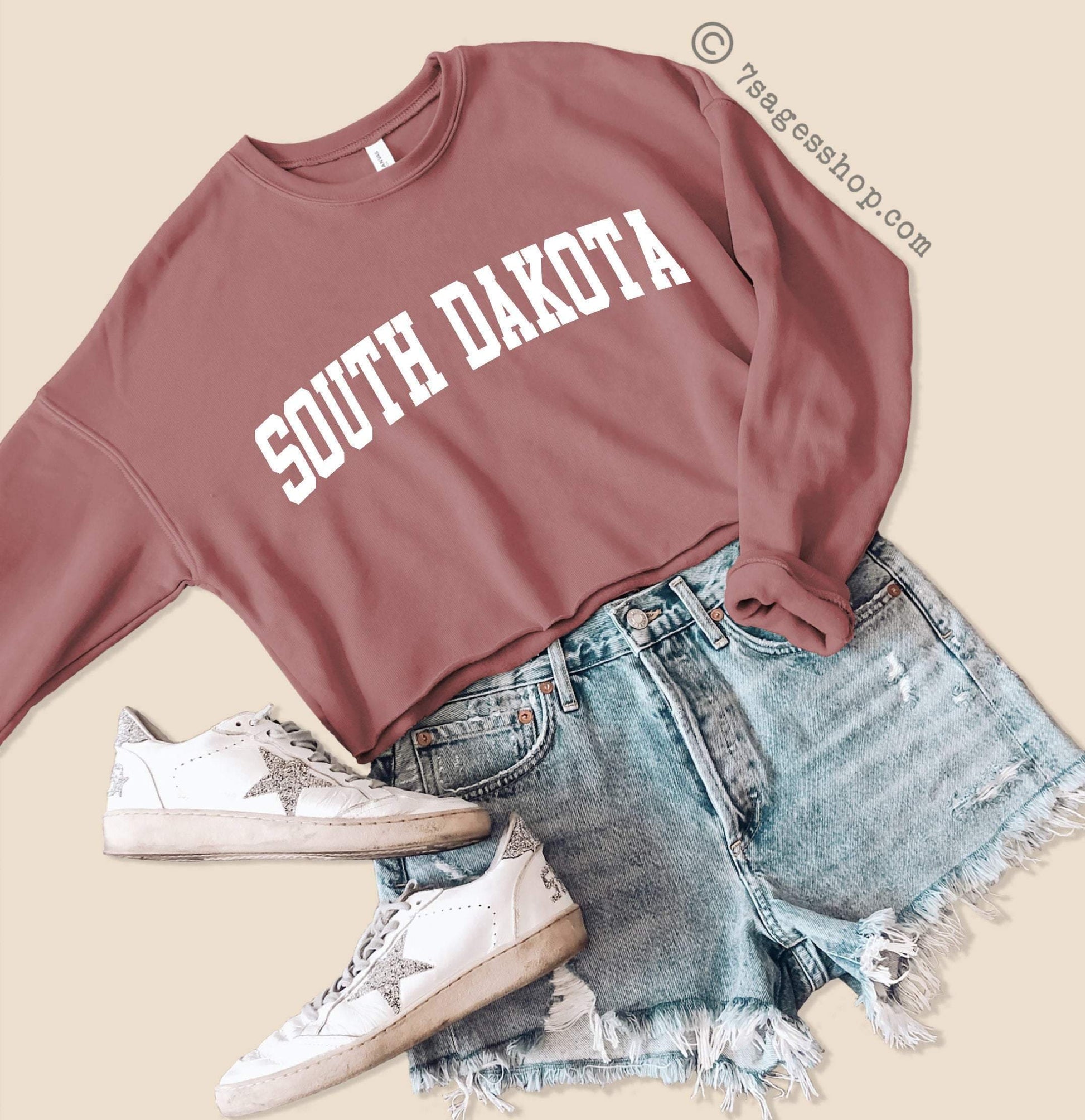 South Dakota Cropped Sweatshirt South Dakota Sweatshirt South Dakota State Shirts University of South Dakota Crop Top Fleece Sweatshirt