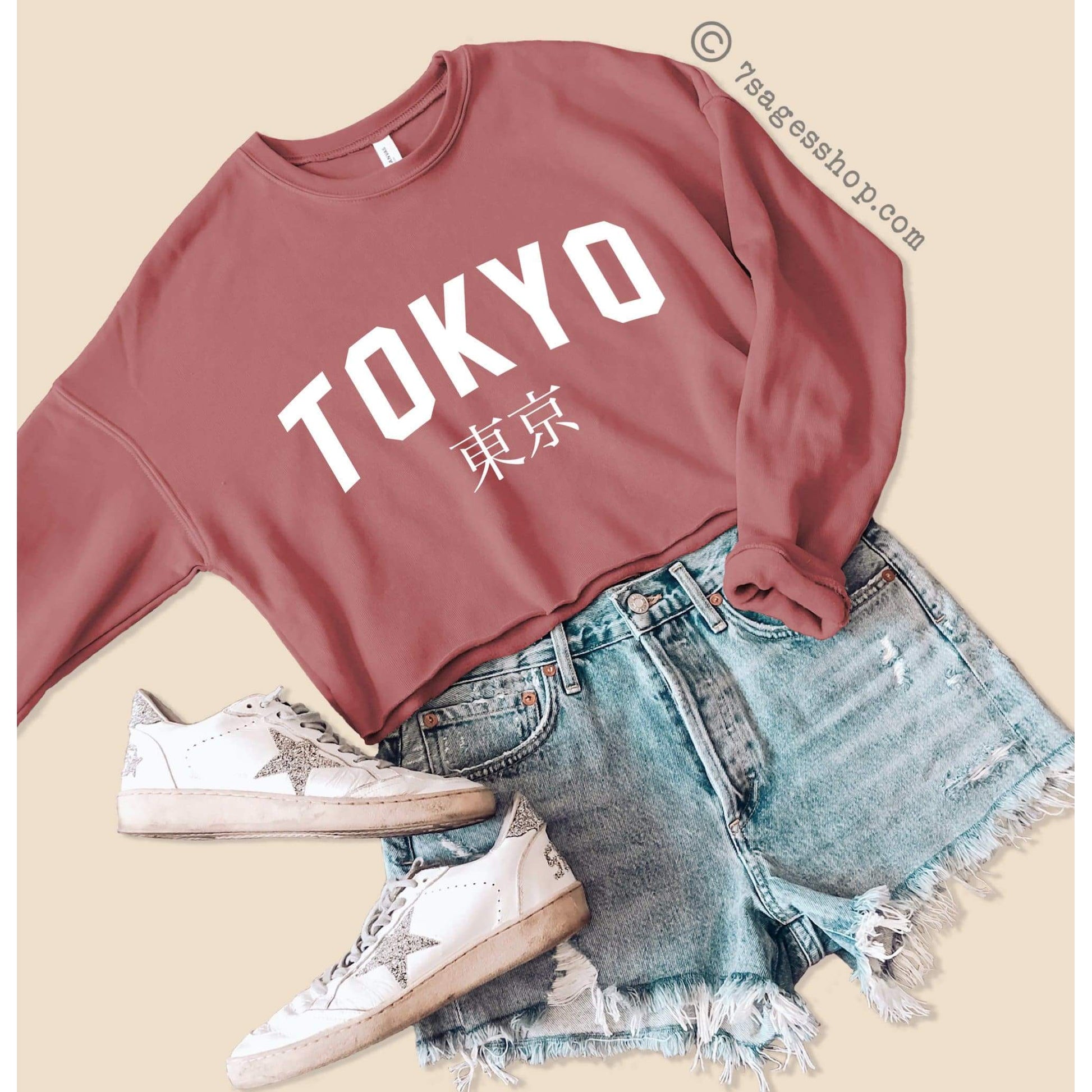 Tokyo Cropped Sweatshirt - Tokyo Sweatshirt - Japan Sweatshirts - Tokyo Shirt - Japan Shirt - Fleece Crewneck Sweater