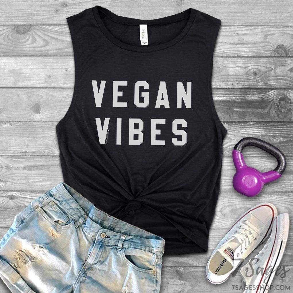 Vegan Vibes and Powered by Plants Muscle Tank Top Set - Vegan Vibes Tank Top - Powered by Plants Tank Top - Muscle Tank Tops - Vegan Tanks