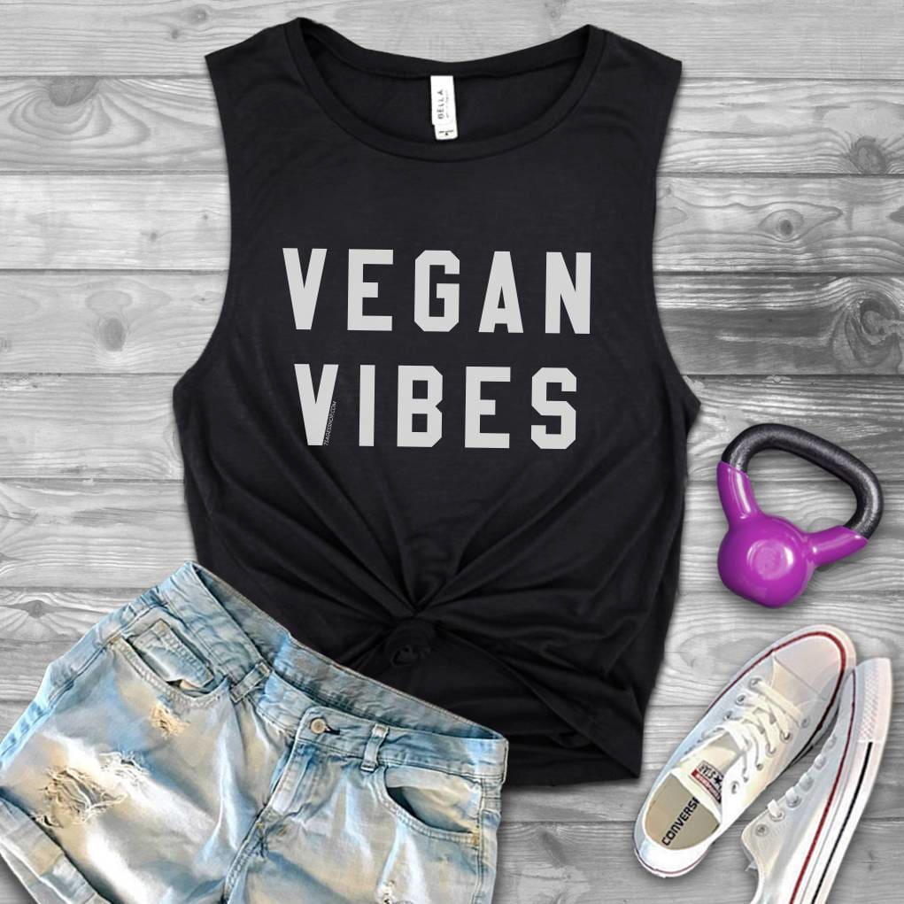 Vegan Vibes Muscle Tank Top - Vegan Tank Top - Vegan Vibes Shirt - Vegan Shirt - Vegan Muscle Tank Top - Vegan Vibes
